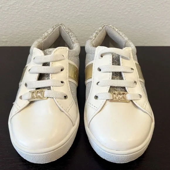 Michael Kors Toddler Girls Jem Square Sneakers in Silver-Gold Size 6 - Picture 10 of 16
